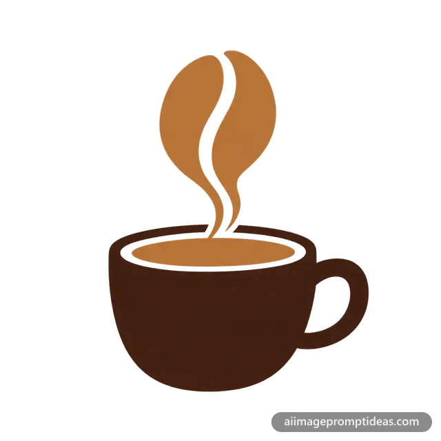 Minimal coffee shop logo of a mug whose steam forms a coffee bean, AI generated